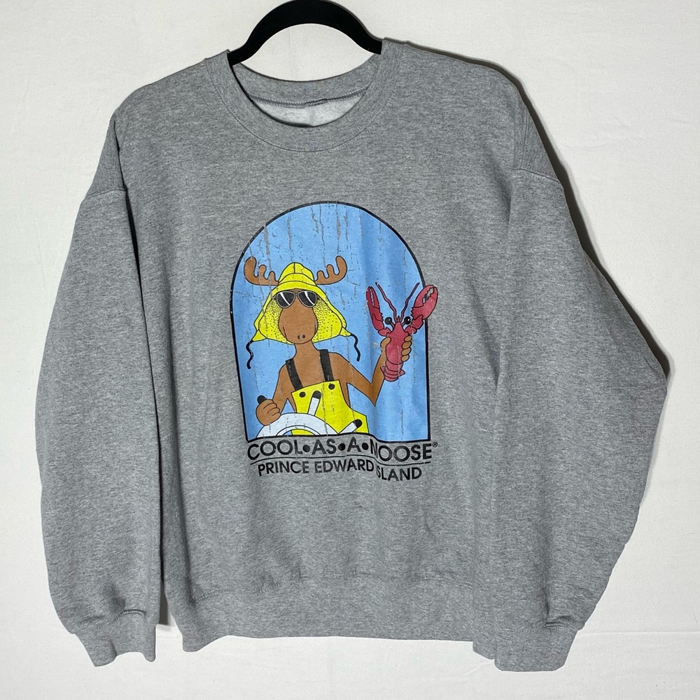 Grey Cool As A Moose PEI Grey Graphic Crew Neck Sweatshirt L